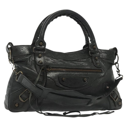 Balenciaga First, Black, Leather, handbag