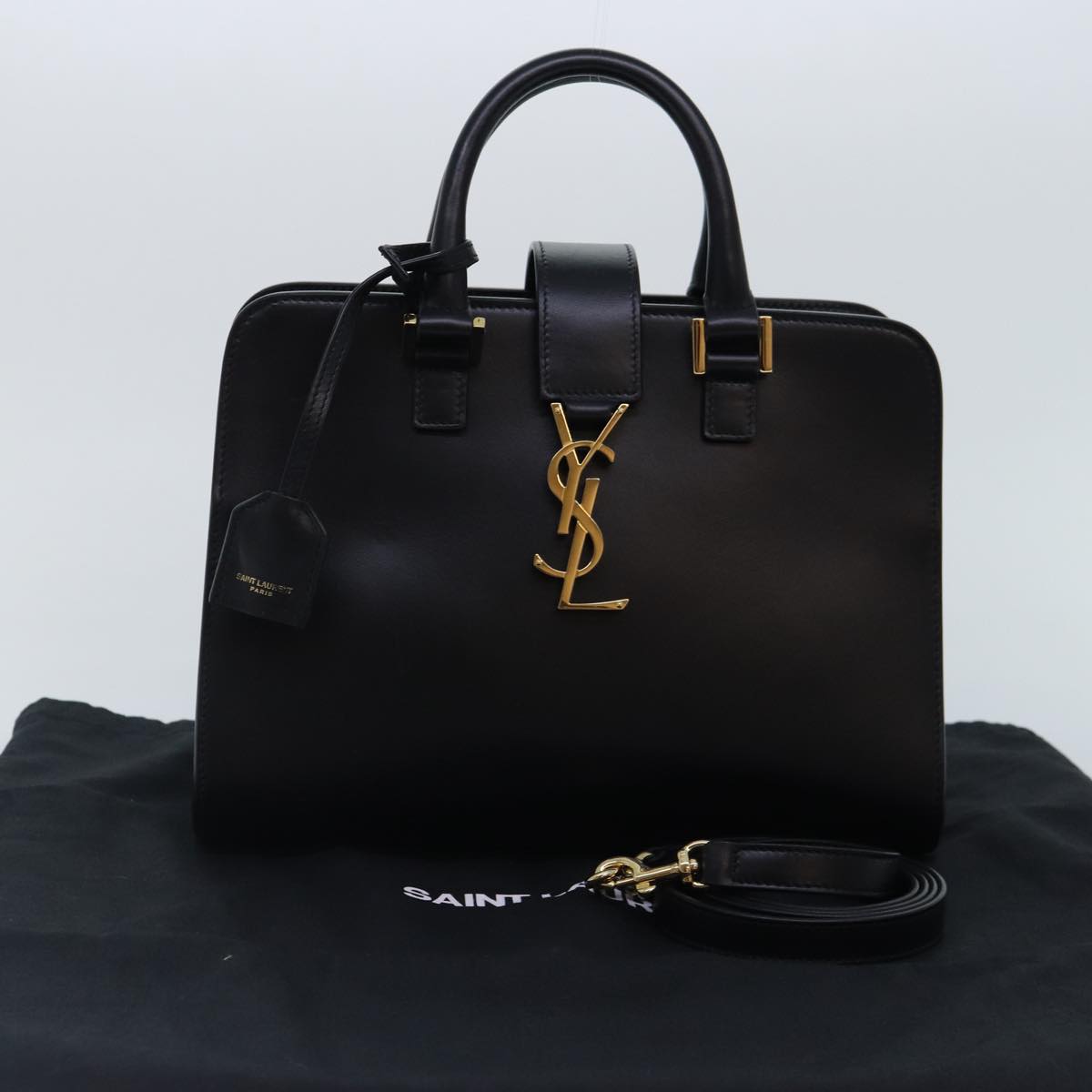 Saint Laurent Baby Cabas, Black, Leather, handbag