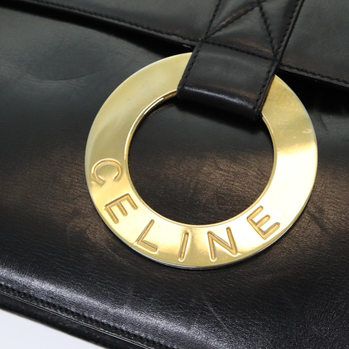 Céline Logo du cercle, Black, Leather, shoulder