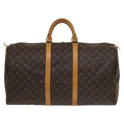Louis Vuitton Keepall 55, Brown, Canvas, travel