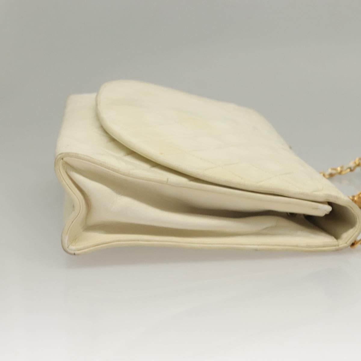 Chanel Demi Lune, White, Leather, shoulder