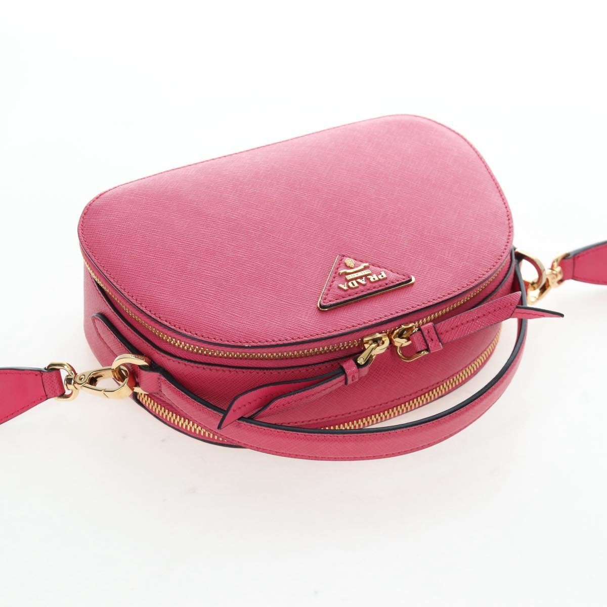 Prada Odette Top Handle Saffiano Leather, Pink, Leather, Handbag