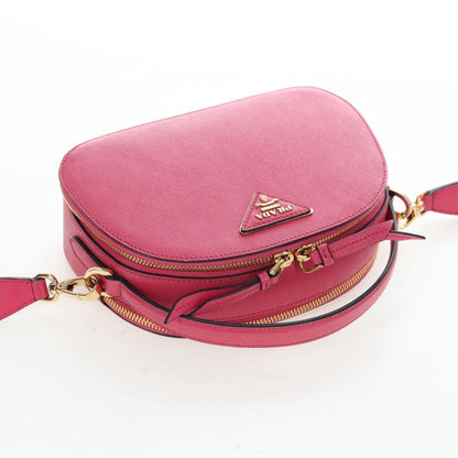 Prada Odette Top Handle Saffiano Leather, Pink, Leather, Handbag