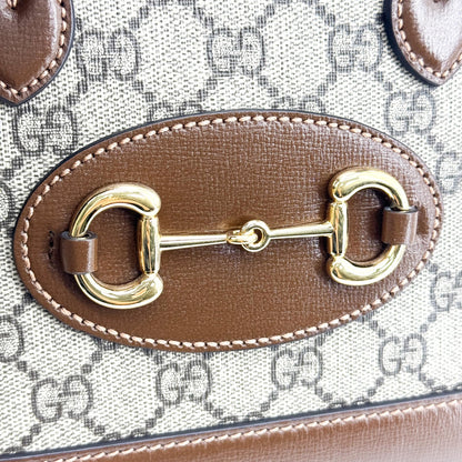 Gucci Horsebit 1955 Top Handle GG Coated Canvas with Leather, Brown, Canvas, Handbag