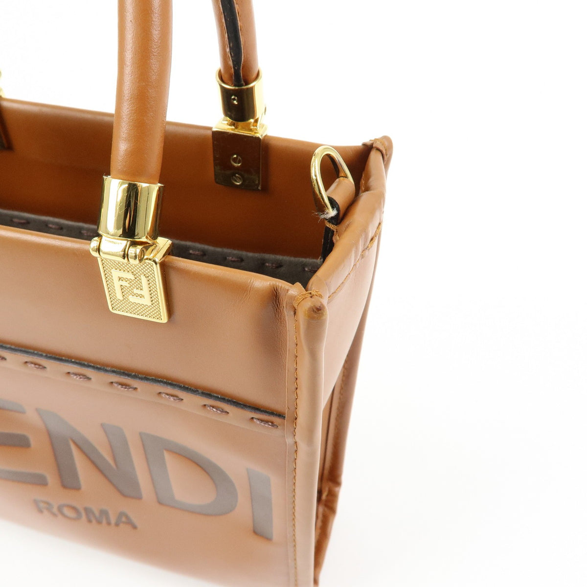 Fendi Sunshine Shopper Leather, Brown, Leather, Tote Bag