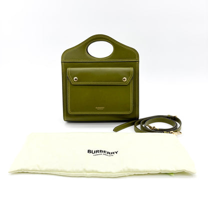 Burberry Title Pocket Leather, Green, Calfskin, Crossbody Bag