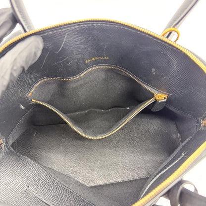 Balenciaga Logo Ville Leather, Black, Calfskin, Handbag