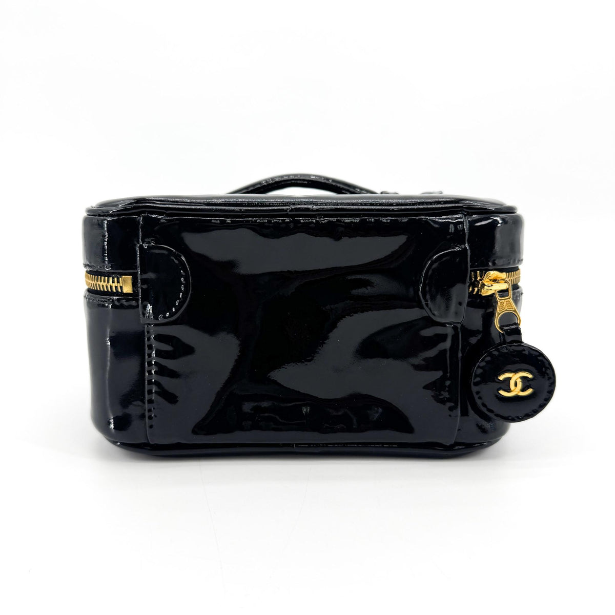Chanel Vintage Timeless Cosmetic Case Patent, Black, Patent Leather, Clutch