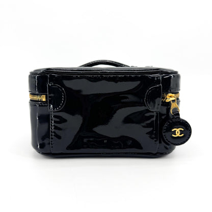 Chanel Vintage Timeless Cosmetic Case Patent, Black, Patent Leather, Clutch