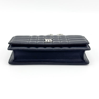 Burberry Lola Quilted Lambskin, Navy, Leather, Shoulder Bag