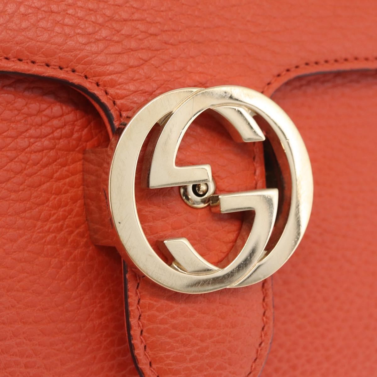 Gucci Interlocking Leather, Orange, Leather, Shoulder Bag