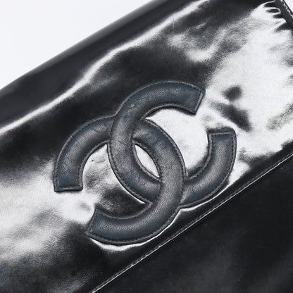 Chanel Chain Handle Leather, Black, Patent Leather, Tote Bag