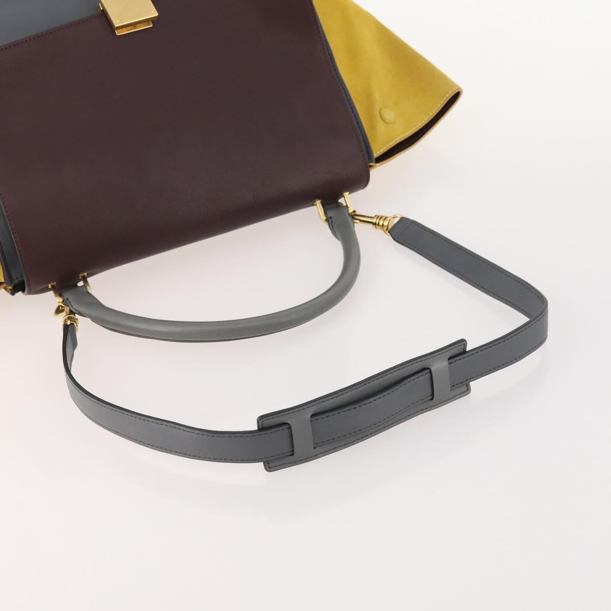 Celine Tricolor Trapeze Leather, Multicolour, Leather, Handbag