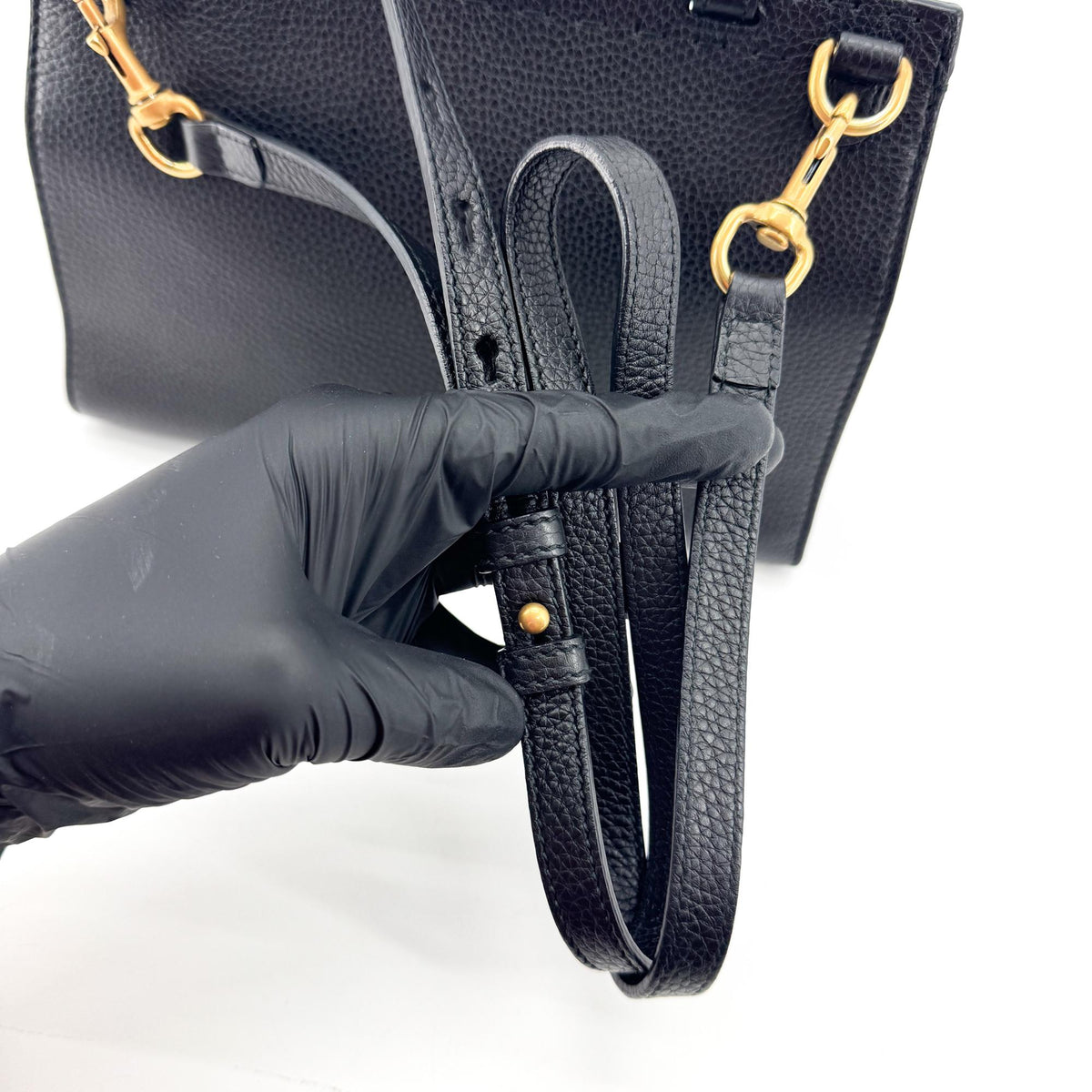 Gucci GG Marmont Top Handle Leather, Black, Leather, Handbag