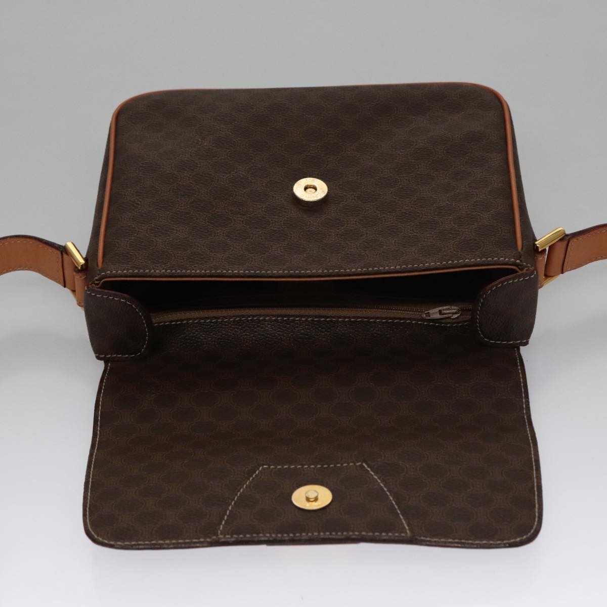 Céline Triomphe, Brown, Canvas, shoulder