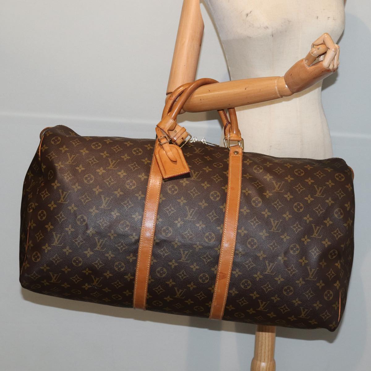 Louis Vuitton Keepall 60, Brown, Canvas, travel