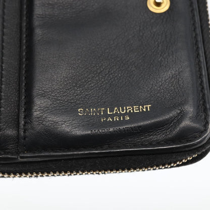 Saint Laurent Classic Monogram YSL Line Zip Around Leather, Black, Leather, Wallet