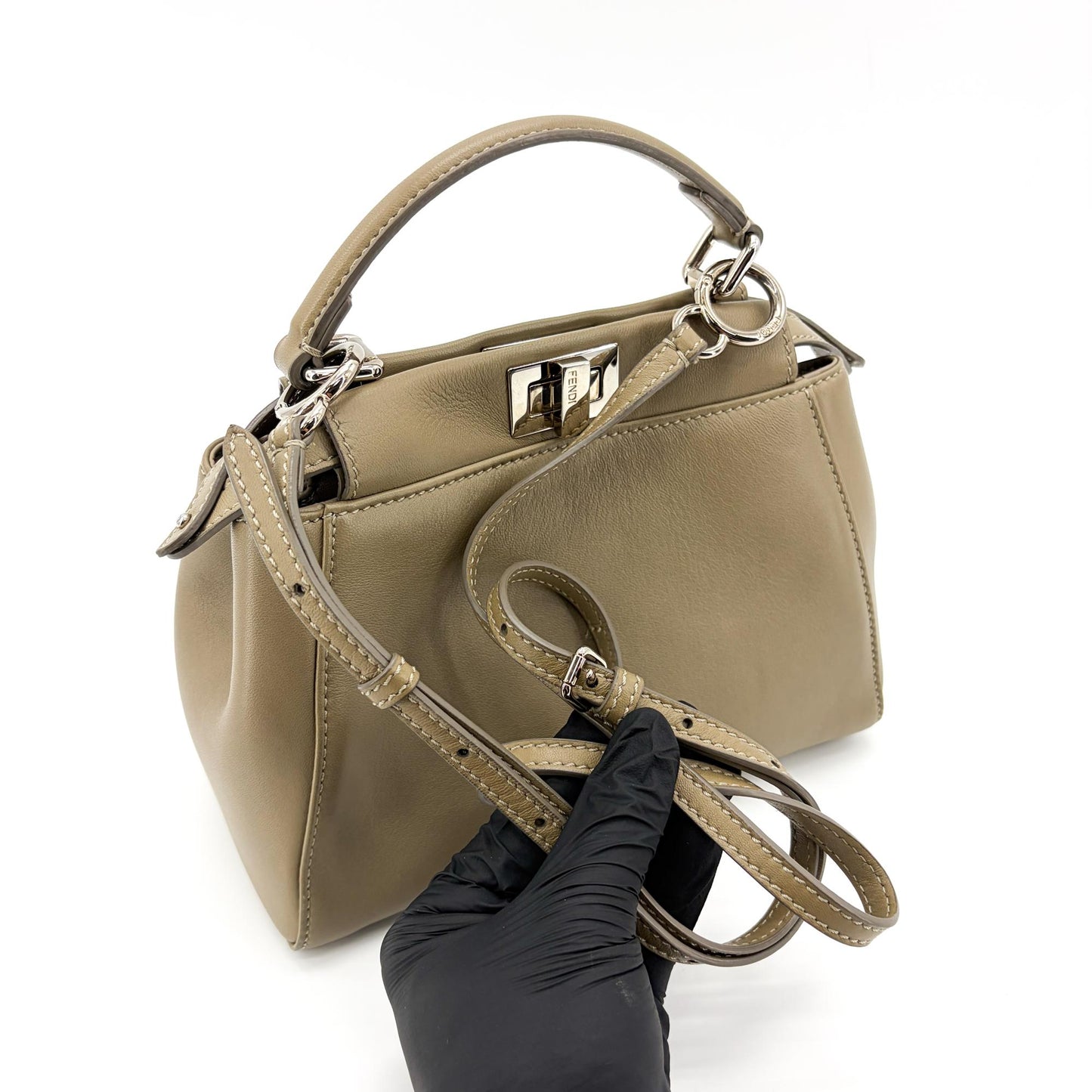 Fendi Peekaboo Ombre Leather, Beige, Leather, Handbag
