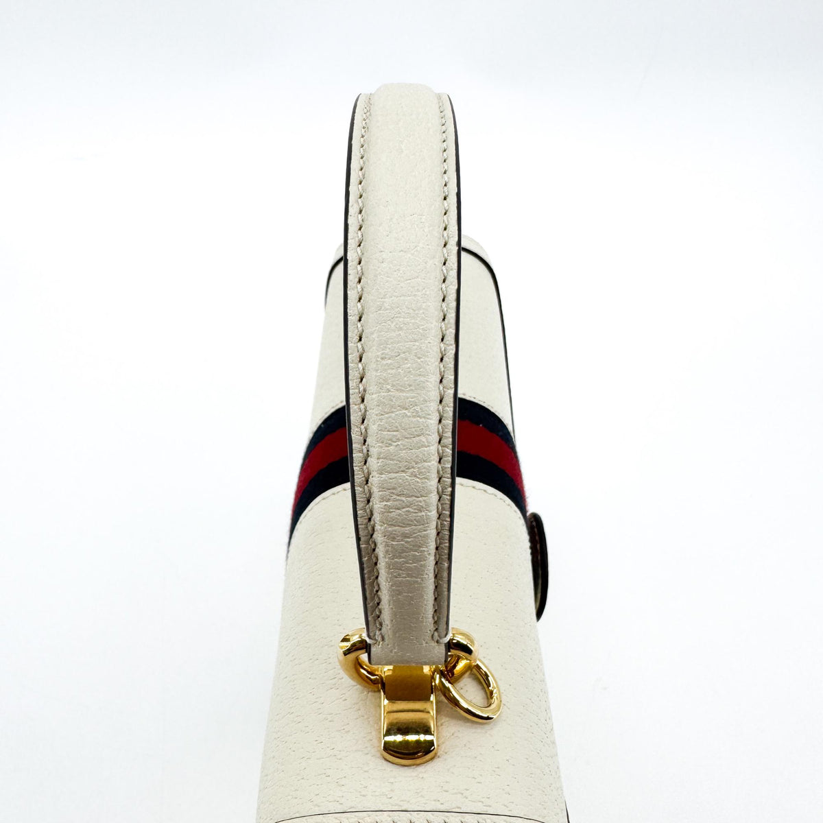 Gucci Ophidia Flap Top Handle Leather, White, Leather, Handbag