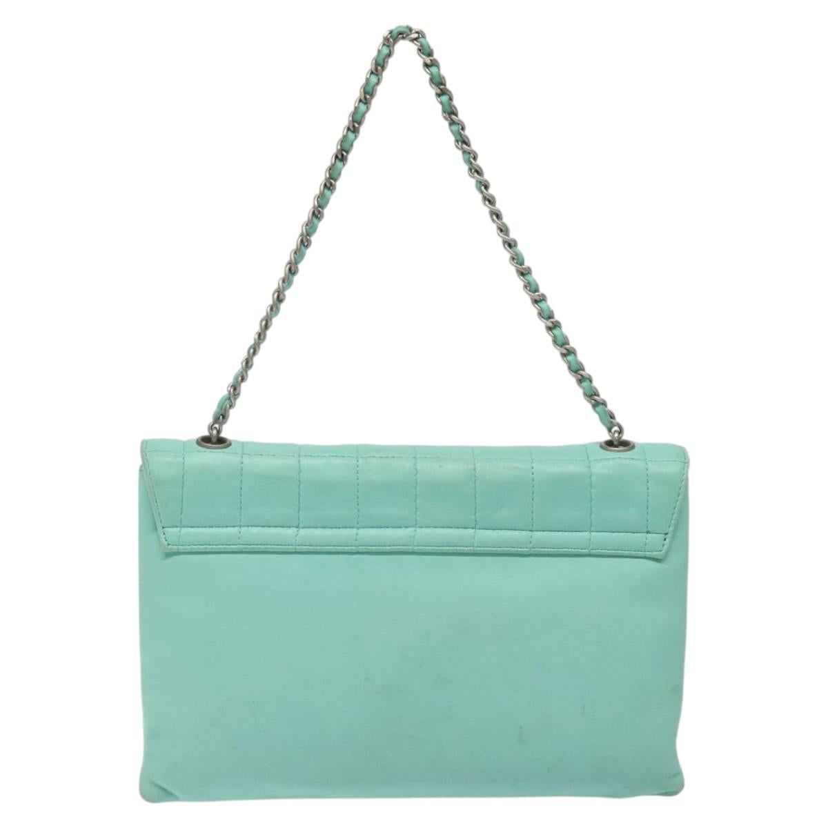 Chanel Chocolate bar, Blue, Leather, shoulder