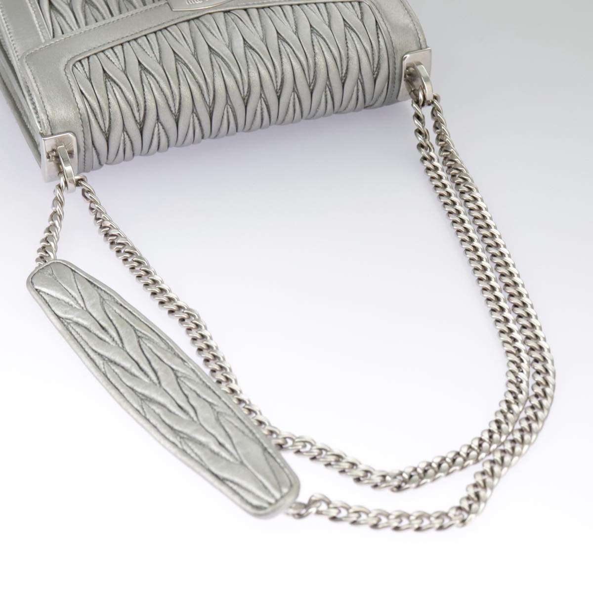 Miu Miu Confidential, Silver, Leather, shoulder