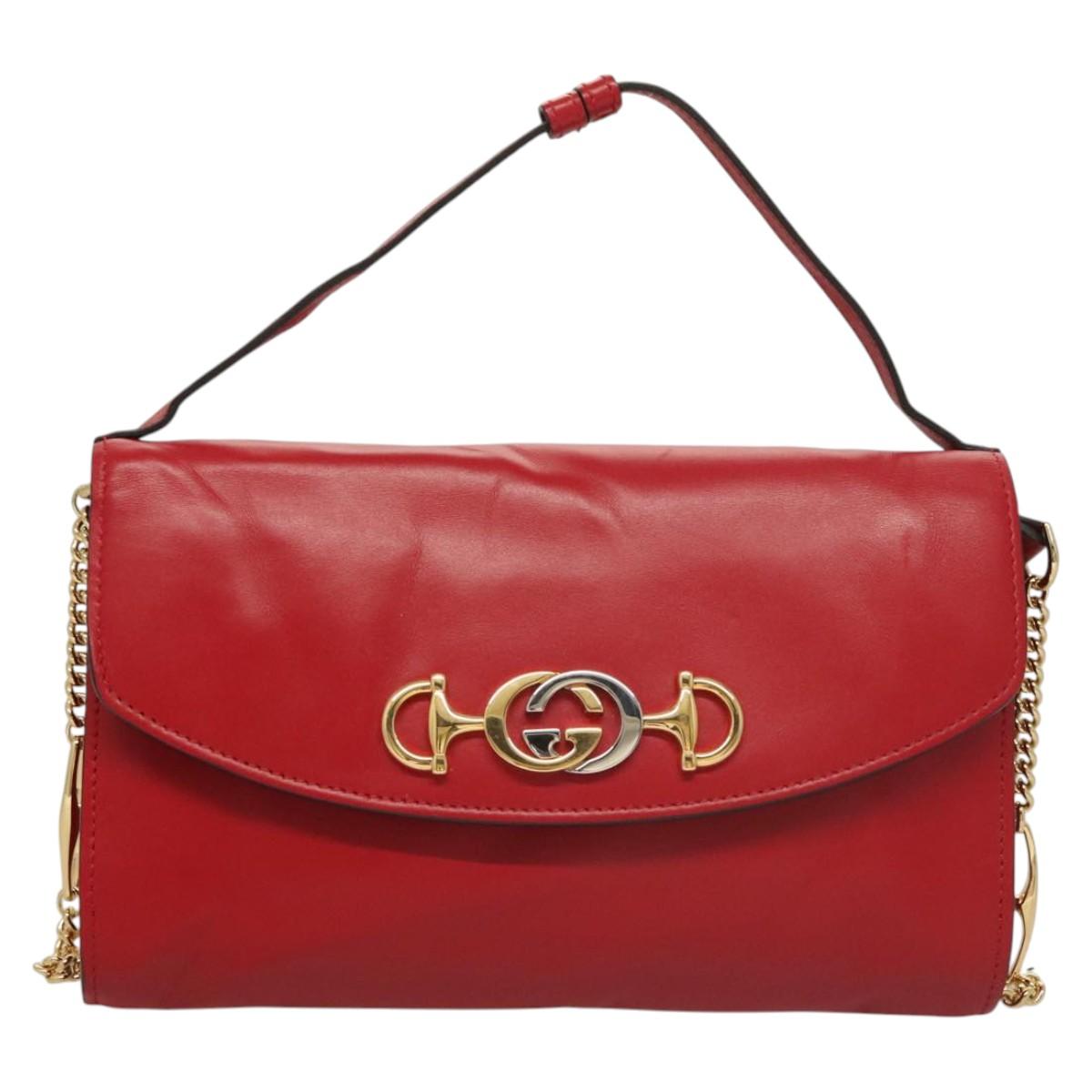 Gucci Zumi, Red, Leather, shoulder