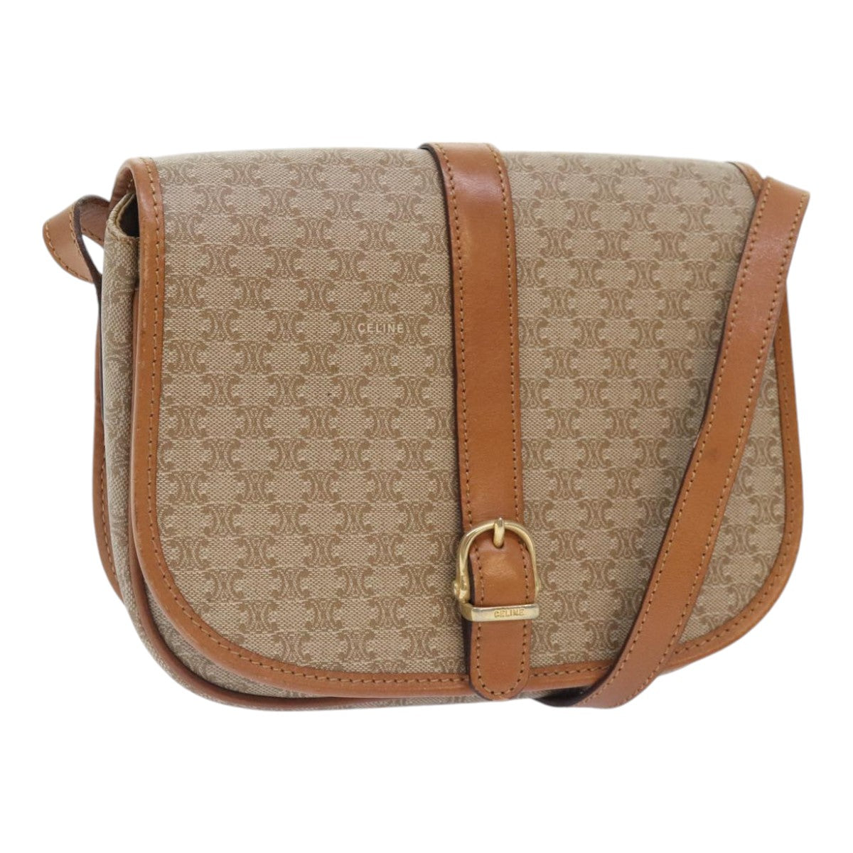 Céline, Beige, Canvas, shoulder