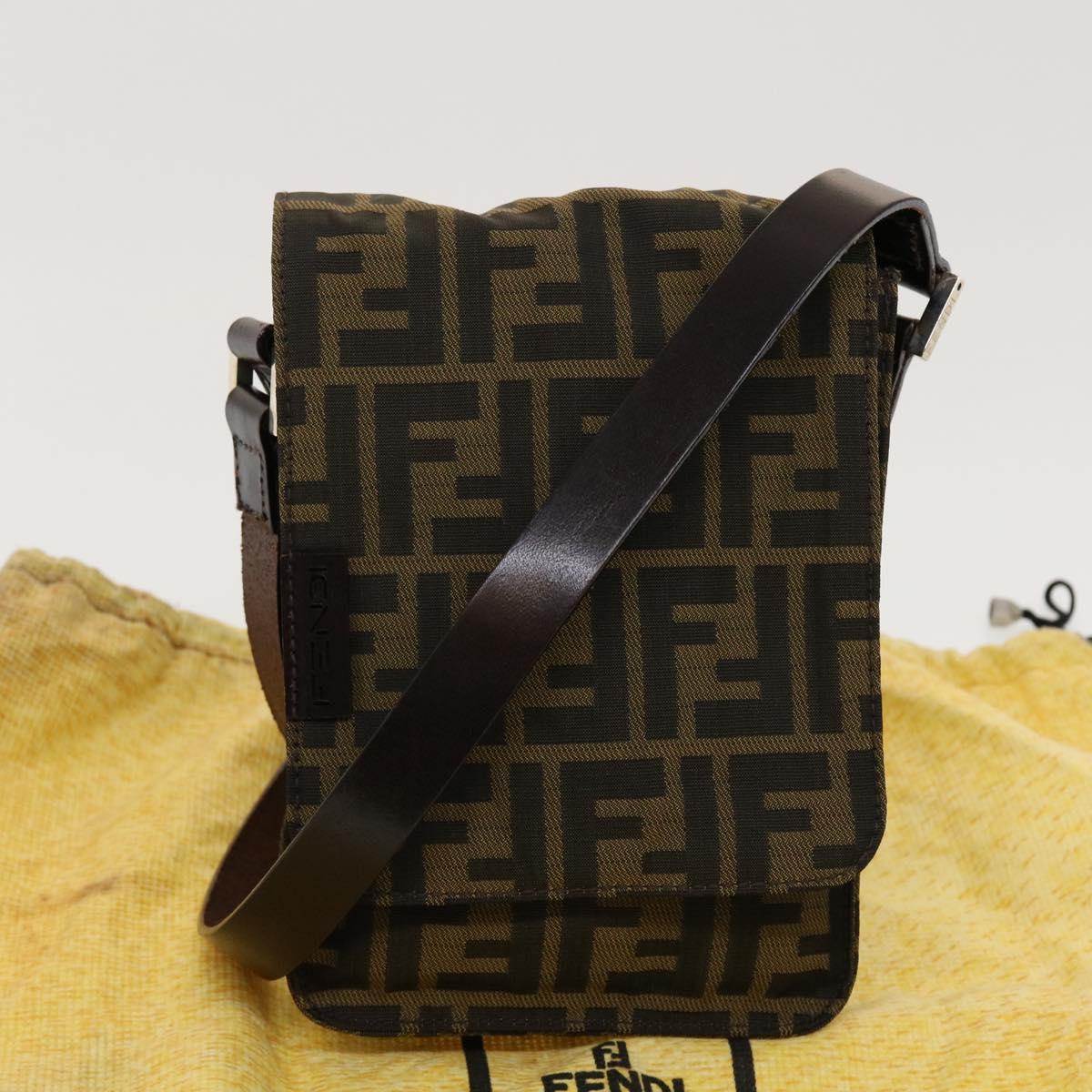 Fendi, Brown, Canvas, shoulder