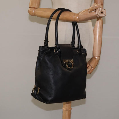 Salvatore Ferragamo Gancini, Black, Leather, handbag
