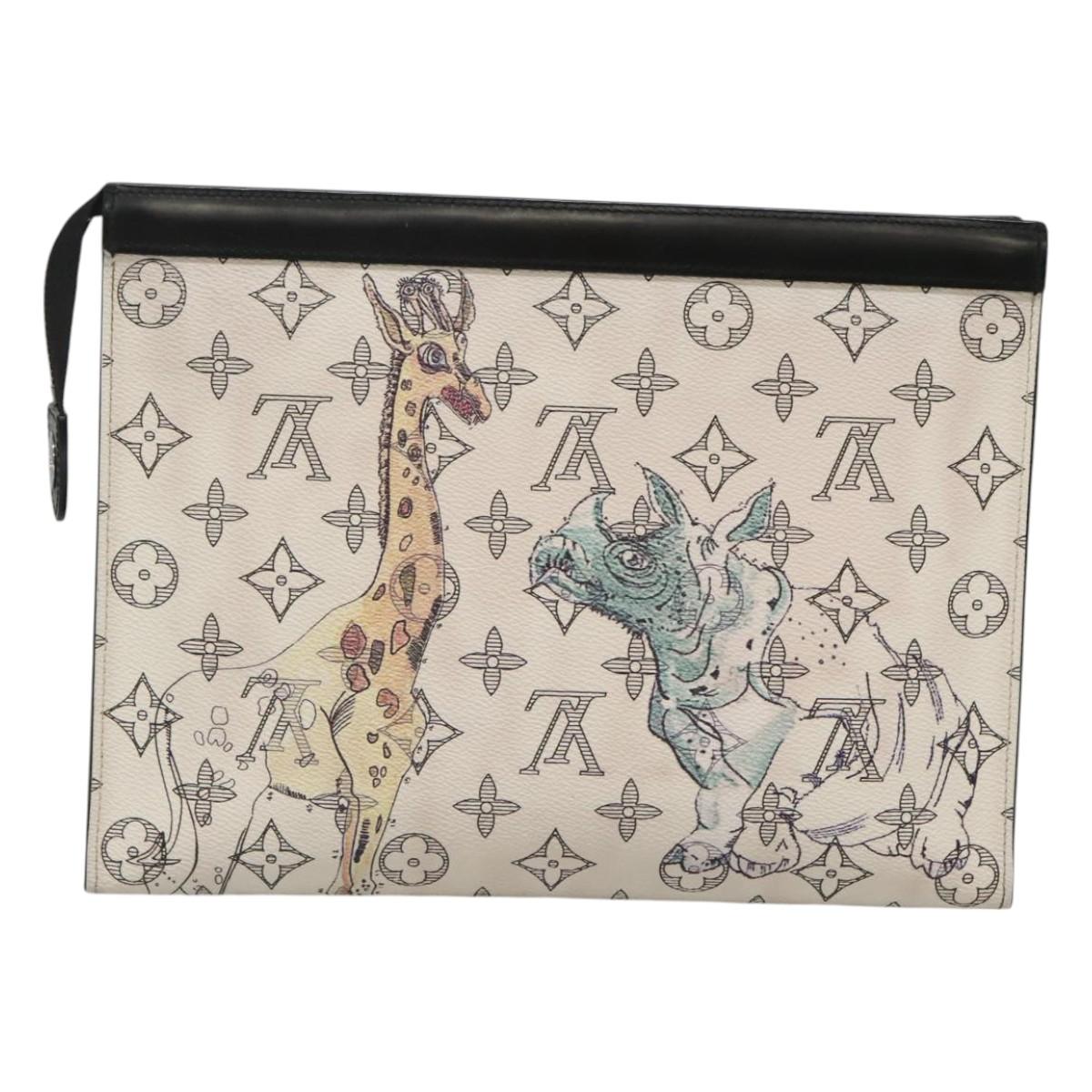 Louis Vuitton Savane, White, Canvas, clutch