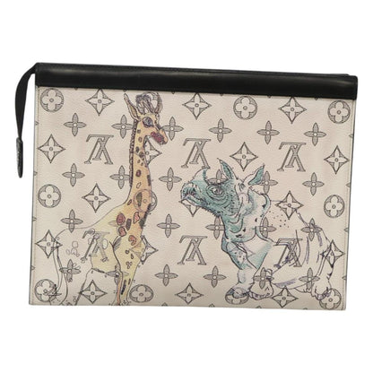 Louis Vuitton Savane, White, Canvas, clutch