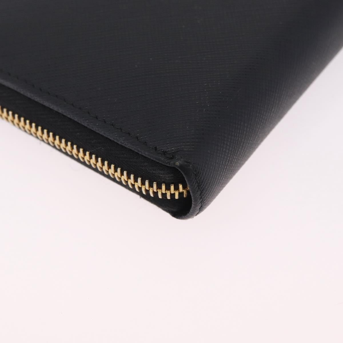 Prada Zip Around Tab Saffiano Leather, Black, Leather, Wallet