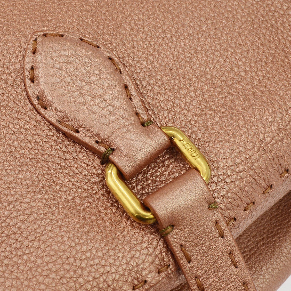 Fendi Selleria Handle Leather, Pink, Leather, Handbag