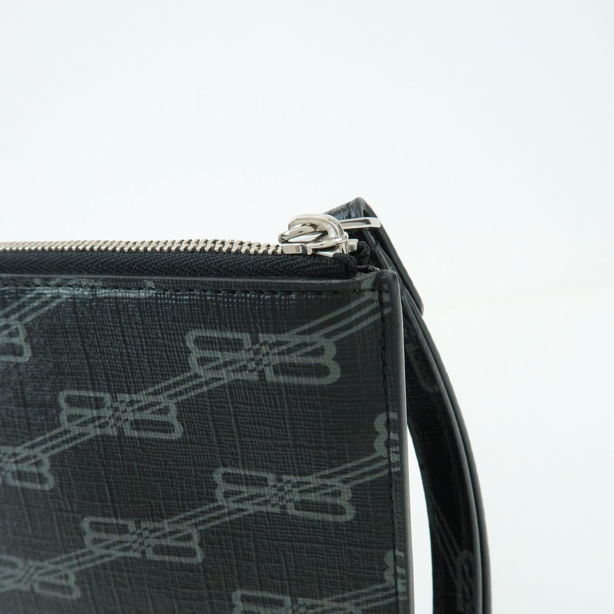 Balenciaga Signature Pouch Monogram PVC Leather, Black, Canvas, Clutch