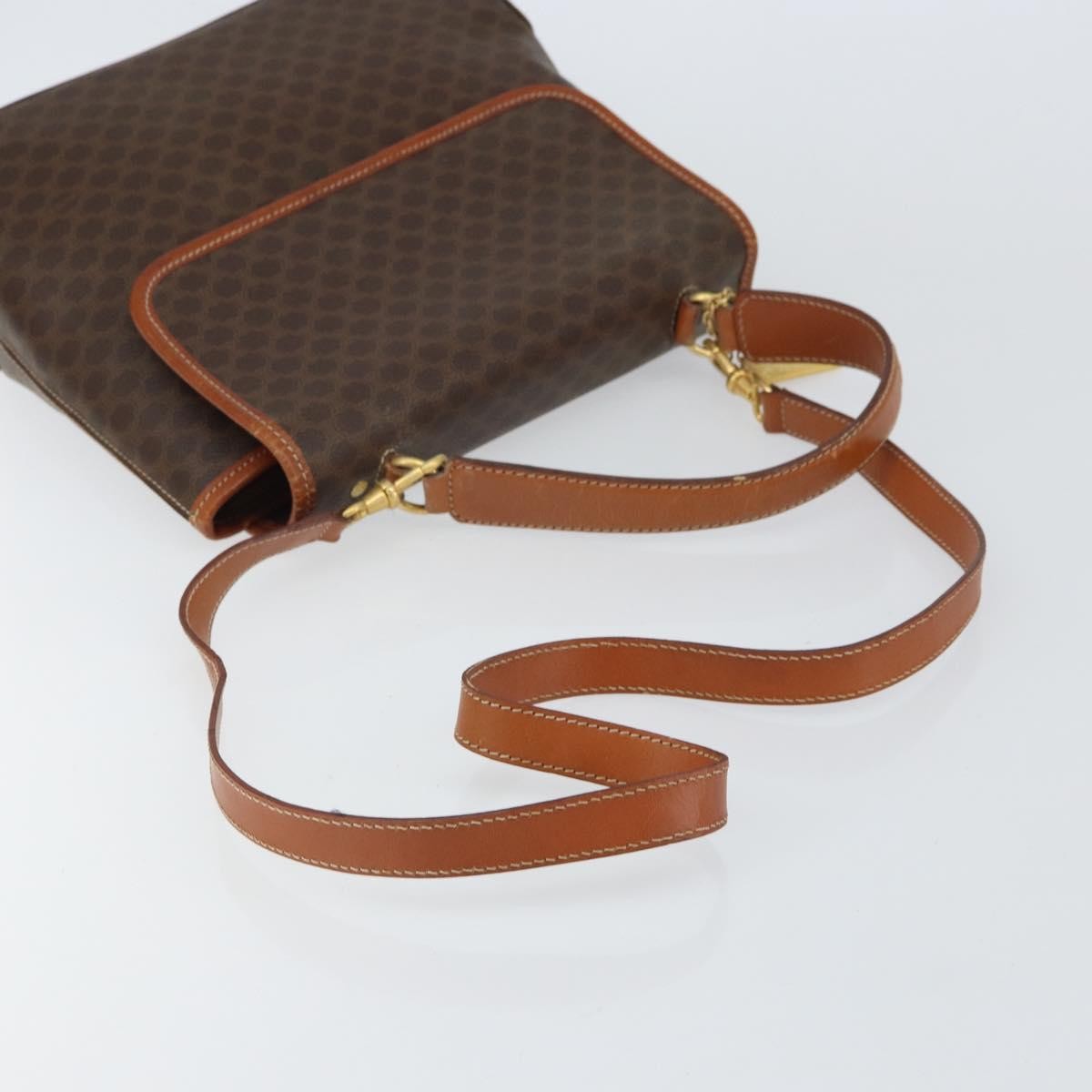 Celine Vintage Macadam Canvas, Brown, Canvas, Handbag