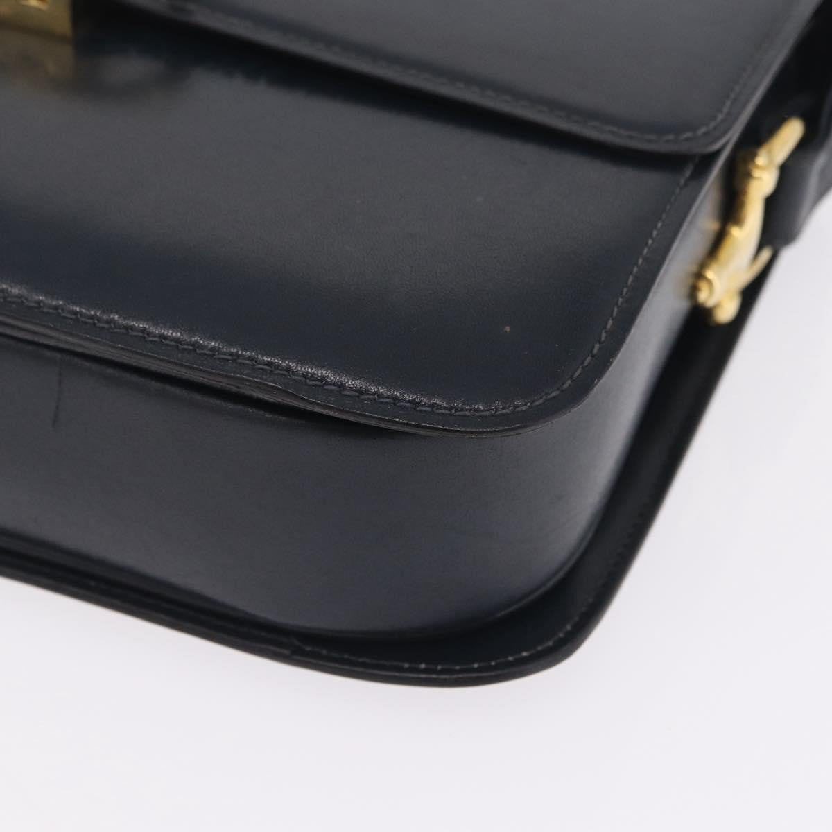 Celine Shoulder Leather, Navy, Leather, Shoulder Bag