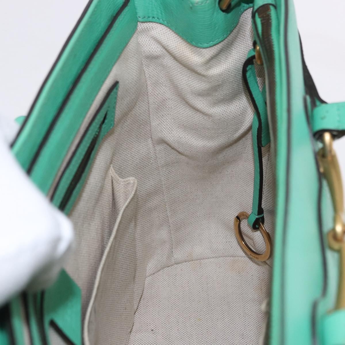 Gucci Bright Bit Convertible Leather, Green, Leather, Tote Bag