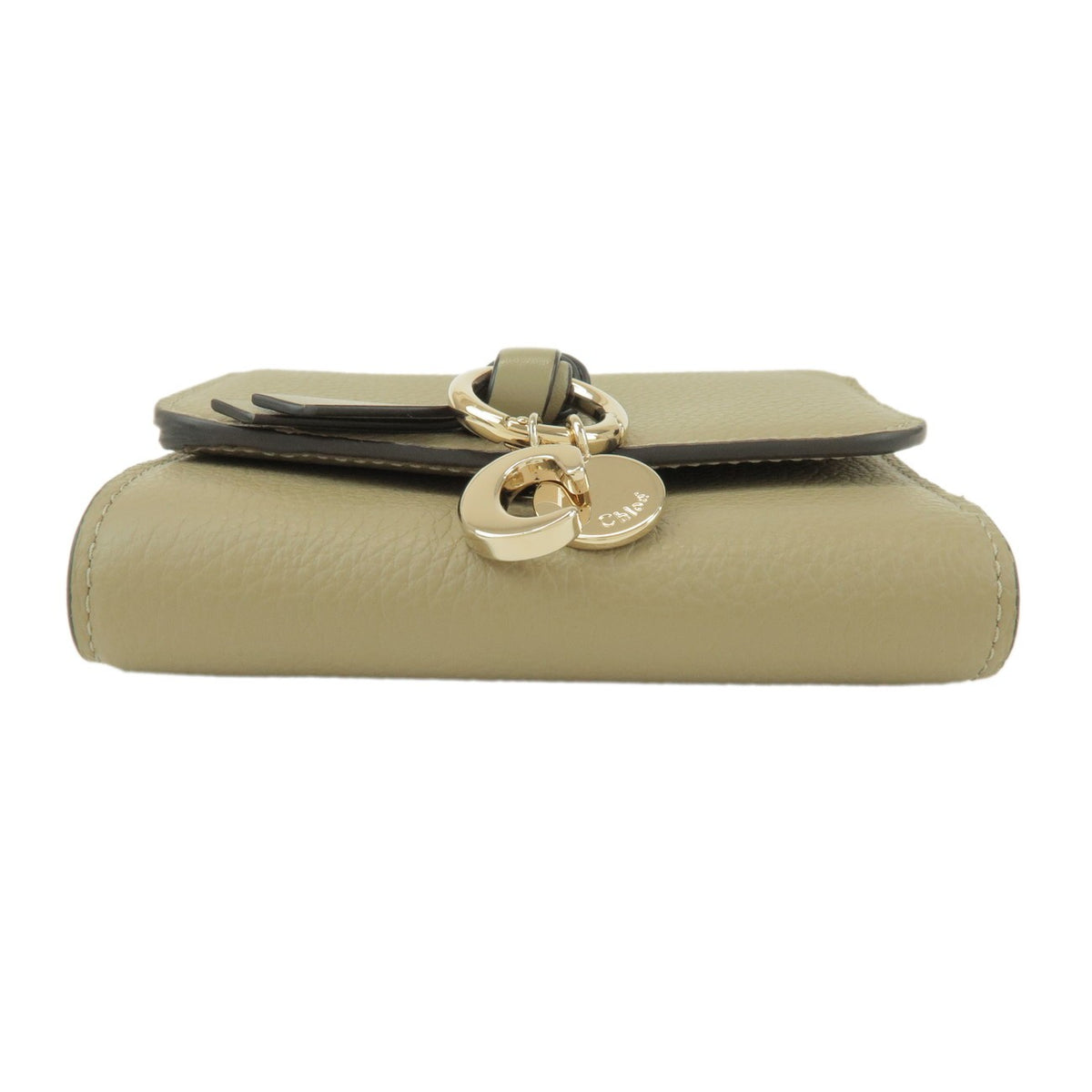 Chloe Alphabet Trifold Leather, Khaki, Leather, Wallet