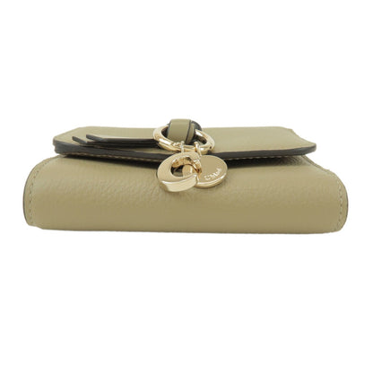 Chloe Alphabet Trifold Leather, Khaki, Leather, Wallet