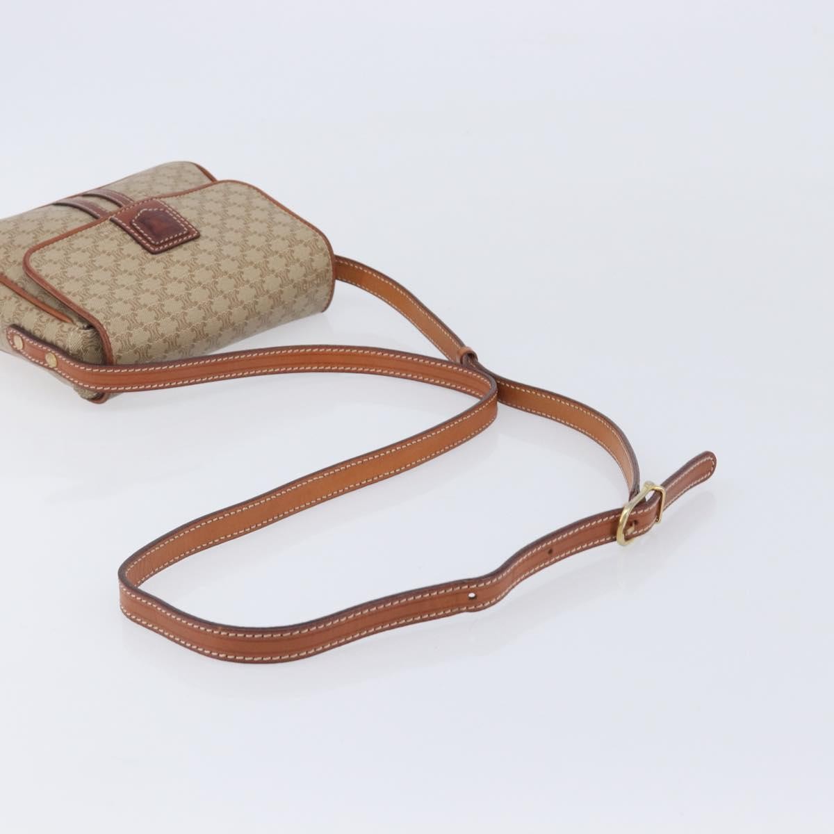 Celine Macadam Shoulder Canvas, Beige, Canvas, Crossbody Bag