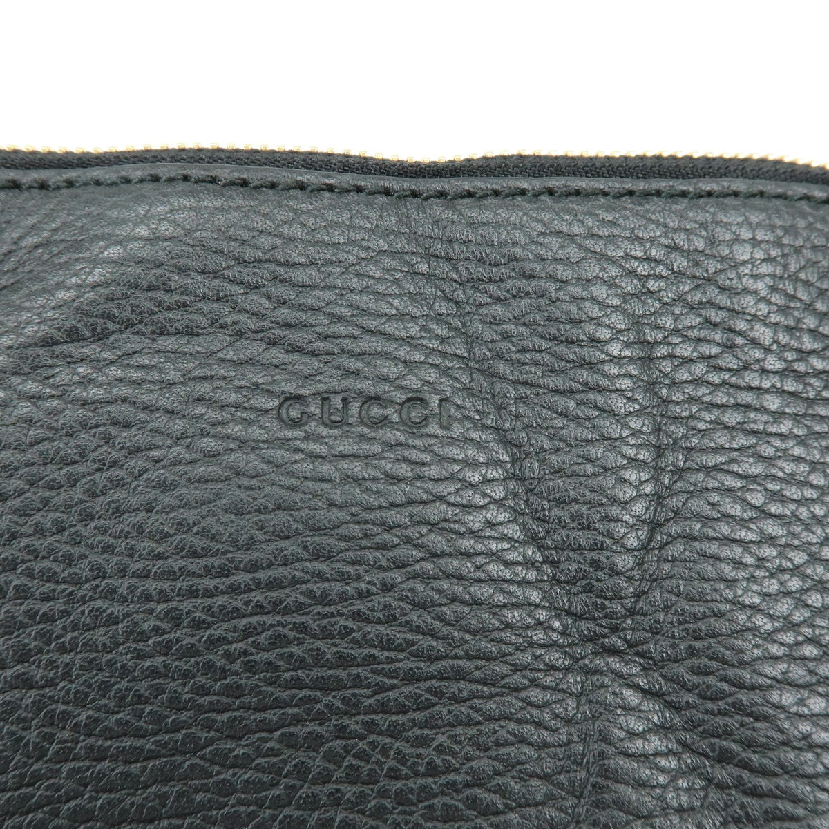 Gucci Bamboo Zip Pouch (Outlet) Leather, Black, Leather, Clutch