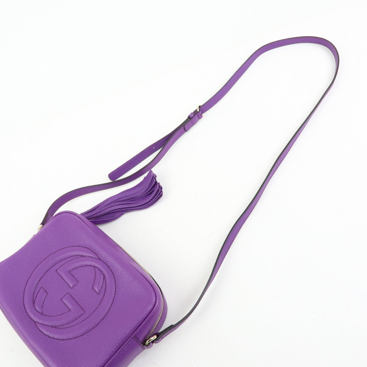 Gucci Soho Disco Leather, Purple, Leather, Crossbody Bag