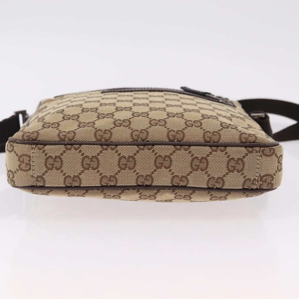 Gucci Front Zip Messenger GG Coated Canvas, Beige, Canvas, Crossbody Bag