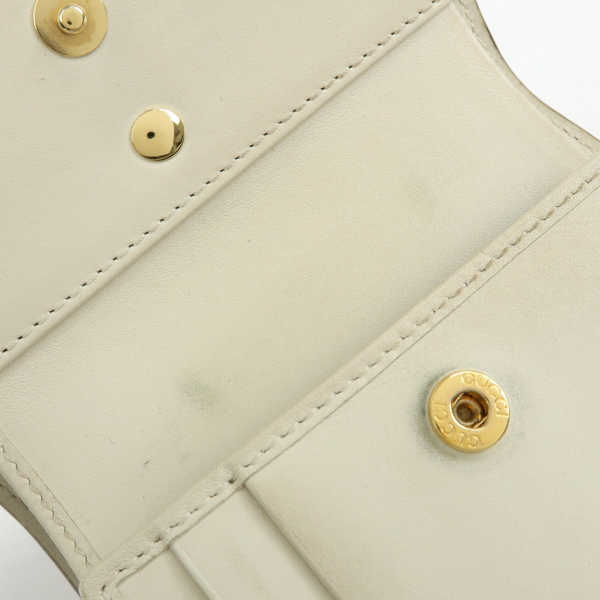 Gucci Sylvie Compact Leather, Beige, Leather, Wallet