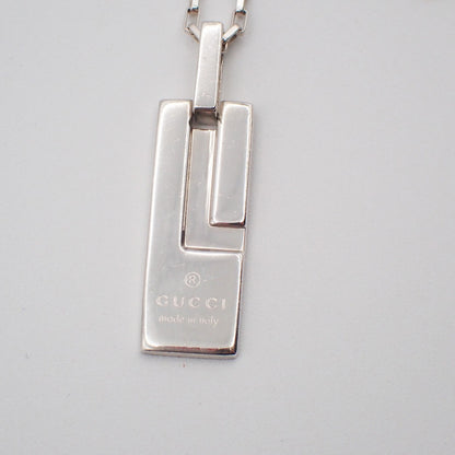 Gucci Logo Plate Sterling Silver, Silver, Silver, Necklace