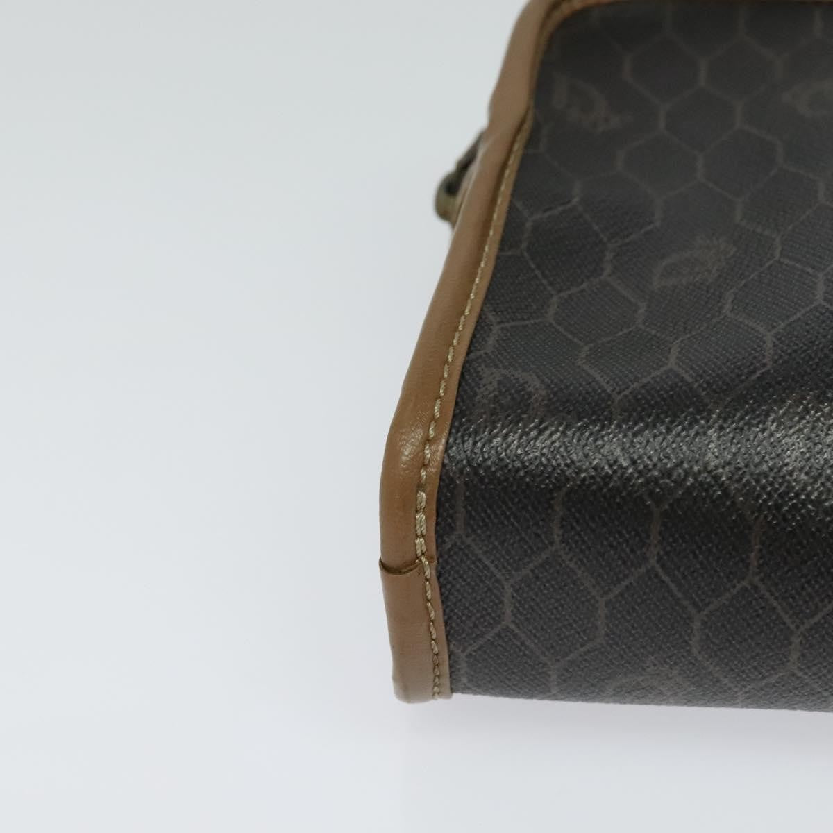 Christian Dior Vintage Honeycomb Zip Canvas and Leather, Black, Canvas, Clutch