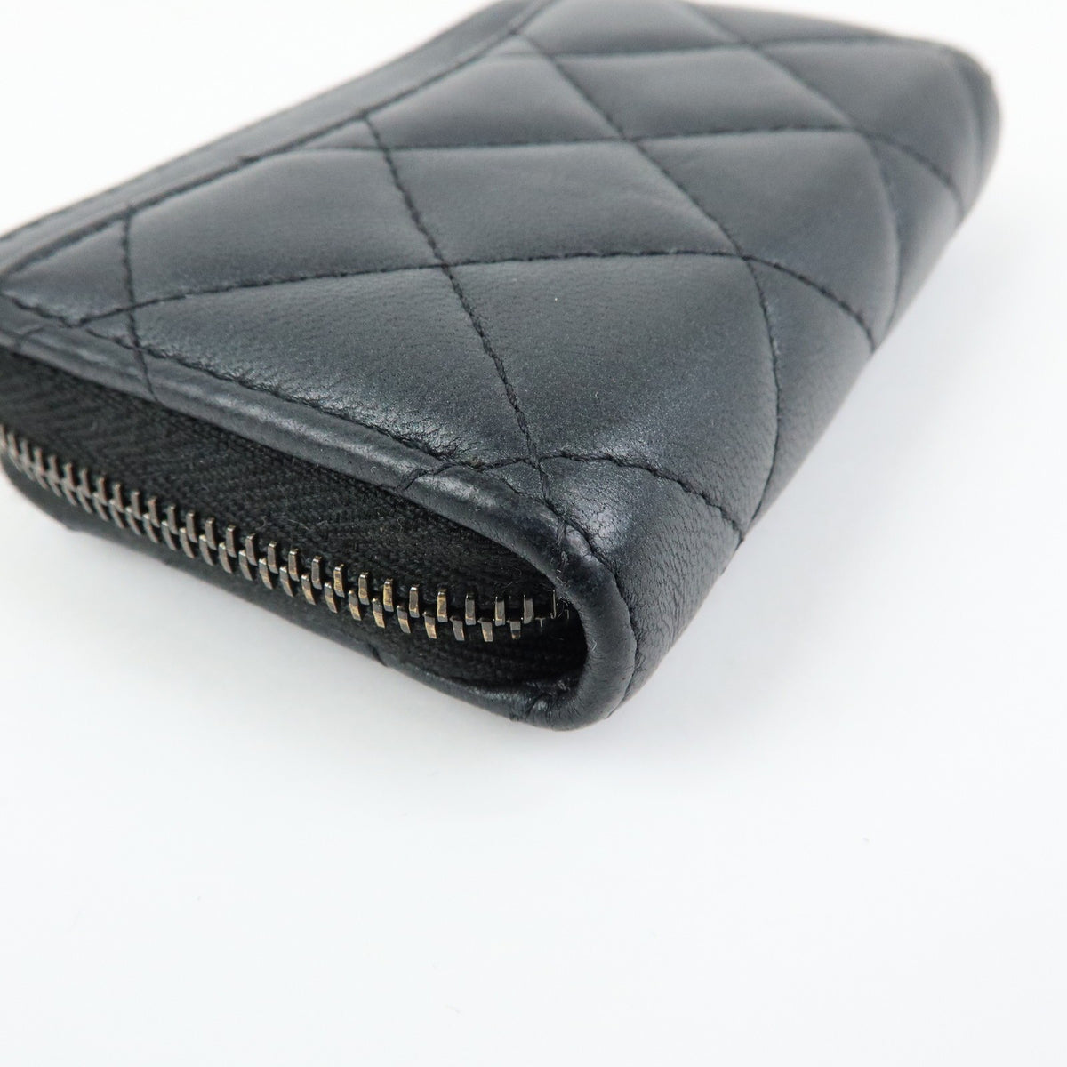 Chanel So Black CC Zip Coin Purse Quilted Lambskin, Black, Leather, Wallet