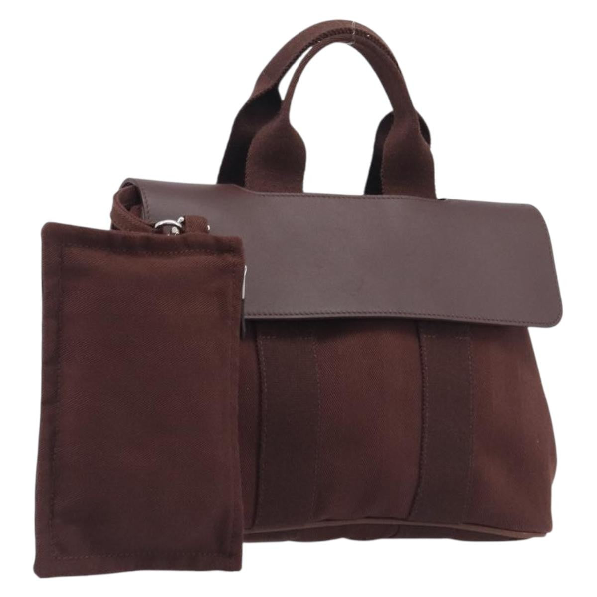 Hermes Valparaiso Toile and Leather, Brown, Canvas, Handbag