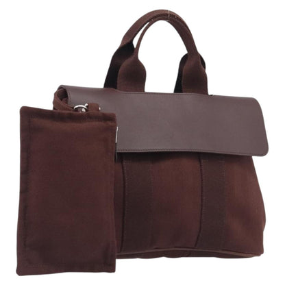 Hermes Valparaiso Toile and Leather, Brown, Canvas, Handbag