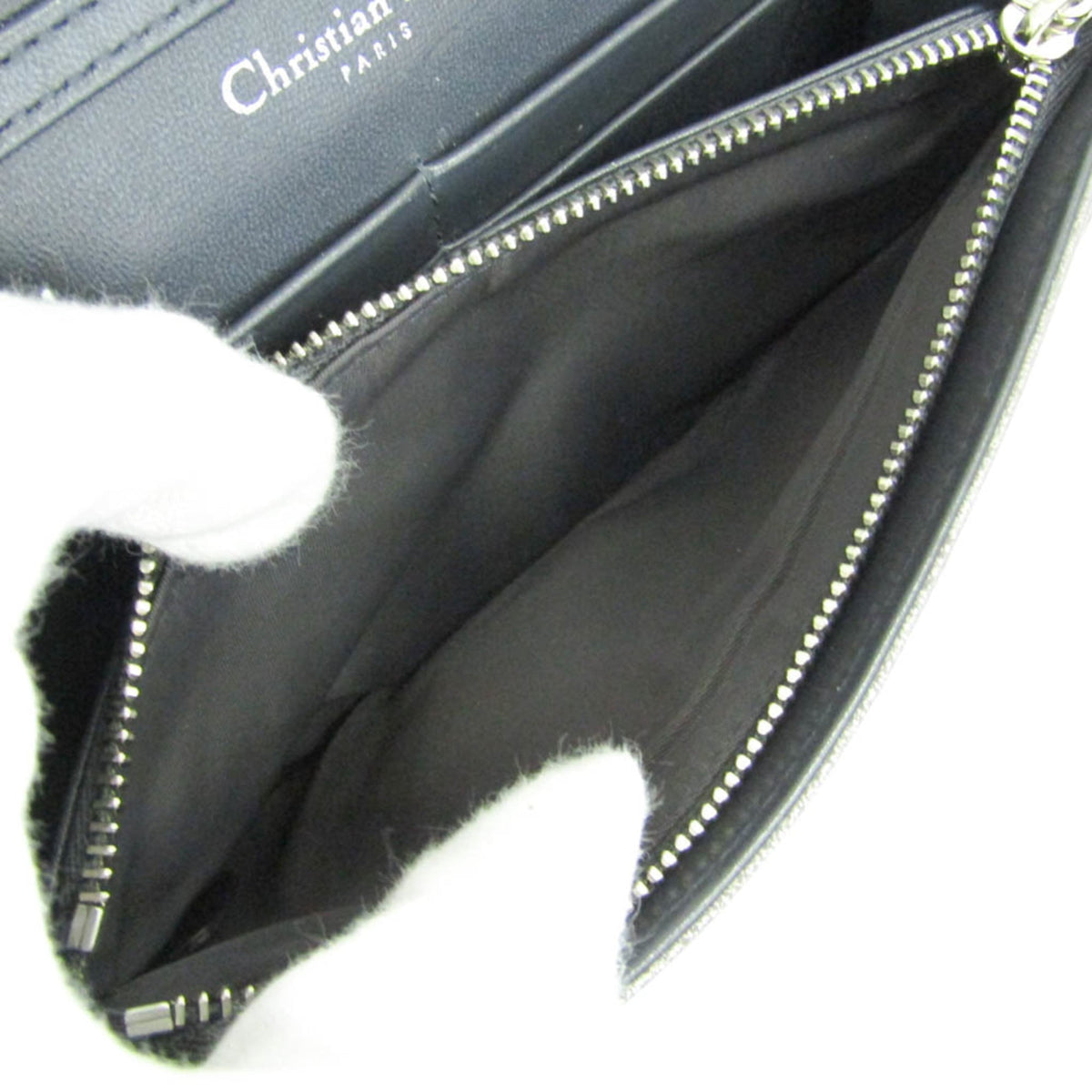 Christian Dior Diorama Chain Clutch Leather, Silver, Leather, Shoulder Bag